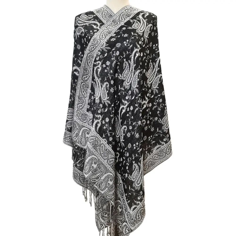 Fashion Paisley Long Scarf Tassel Imitation Cashmere Shawl Sun-Resistant Breathable Hijab
