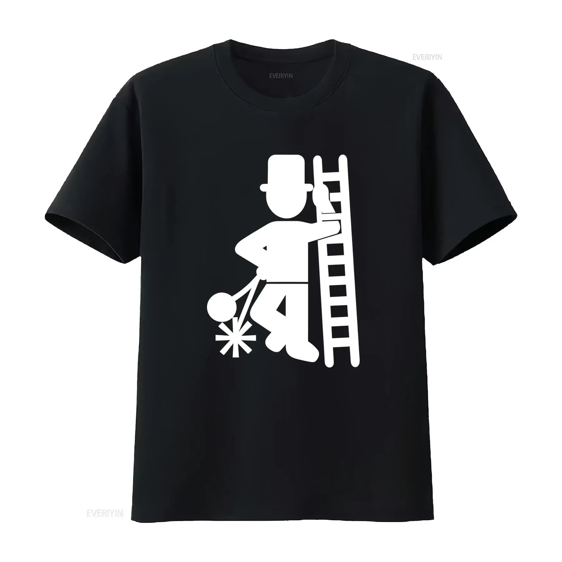 Minimalist Line Art Funny Adult Humor Ladder Climber Print Casual T Shirt vintage Washed Versatile designer clothes