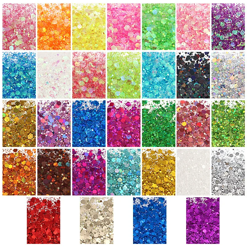 56 Colors Chunky and Fine Glitter Sequins Powder Flakes Face Body Eye Hair Nail Art Resin Tumbler Loose Glitter