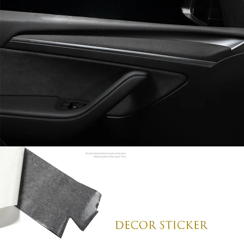 For Tesla Model Y interior Modify Suede Decor Sticker Center Console Wrap Kit/Dashboard/Armrest/Backseat Airco Outlet Cover