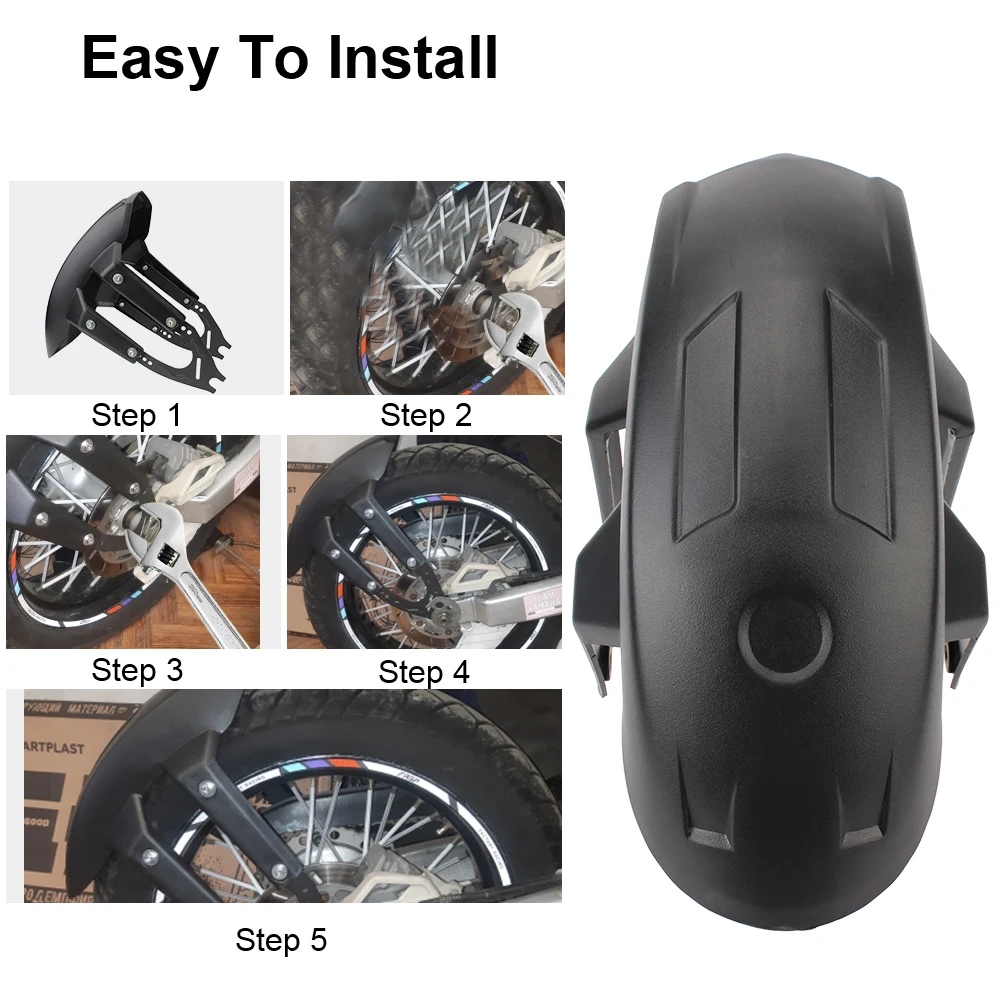 Motor Accessories Plastic Splash Guard Motorcycle Rear Wheel Fender Cover Black Mudguard With Bracket Universal