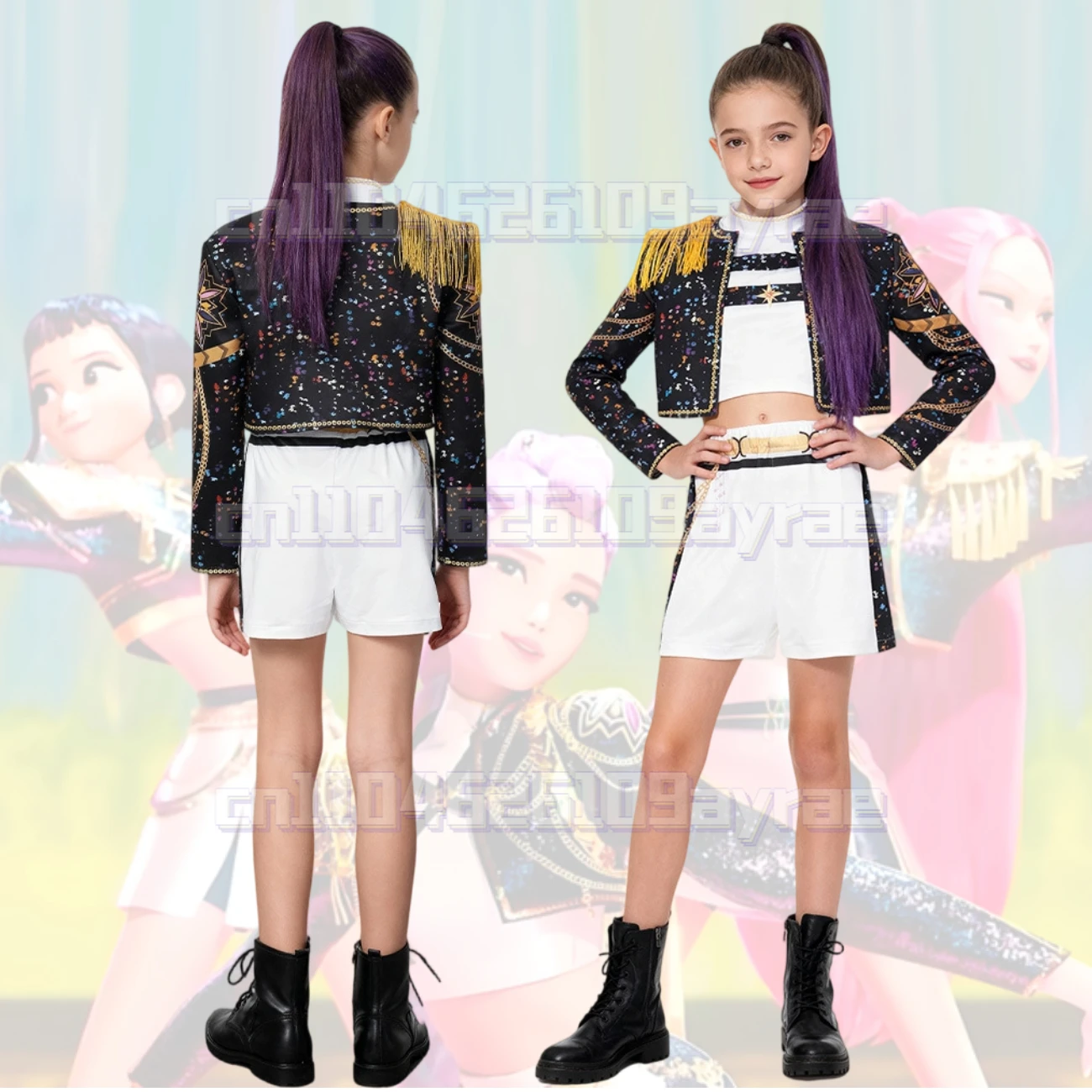 

Demon Hunters Movie Kpop Mira Children Girls Cosplay Costume Print Zoey Rumi Cosplay Carnival Show Clothes Kids Girl Huntrix Set