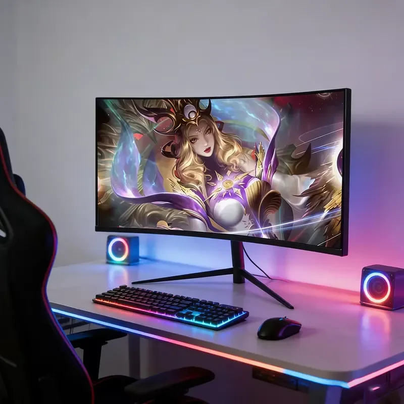 Monitor Curvo FY 4K 240Hz Ultra Wide para Jogos, Tela de Desktop com Alta Taxa de Atualização para Gamers, 24, 27, 32, 34 Polegadas