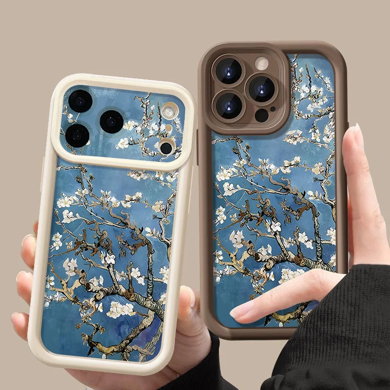 White Flowers Branches Case For iPhone 17 Pro Max Funda iPhone 16 Pro Max 11 12 13 14 15 16E 18 Shockproof Silicone Soft Cover