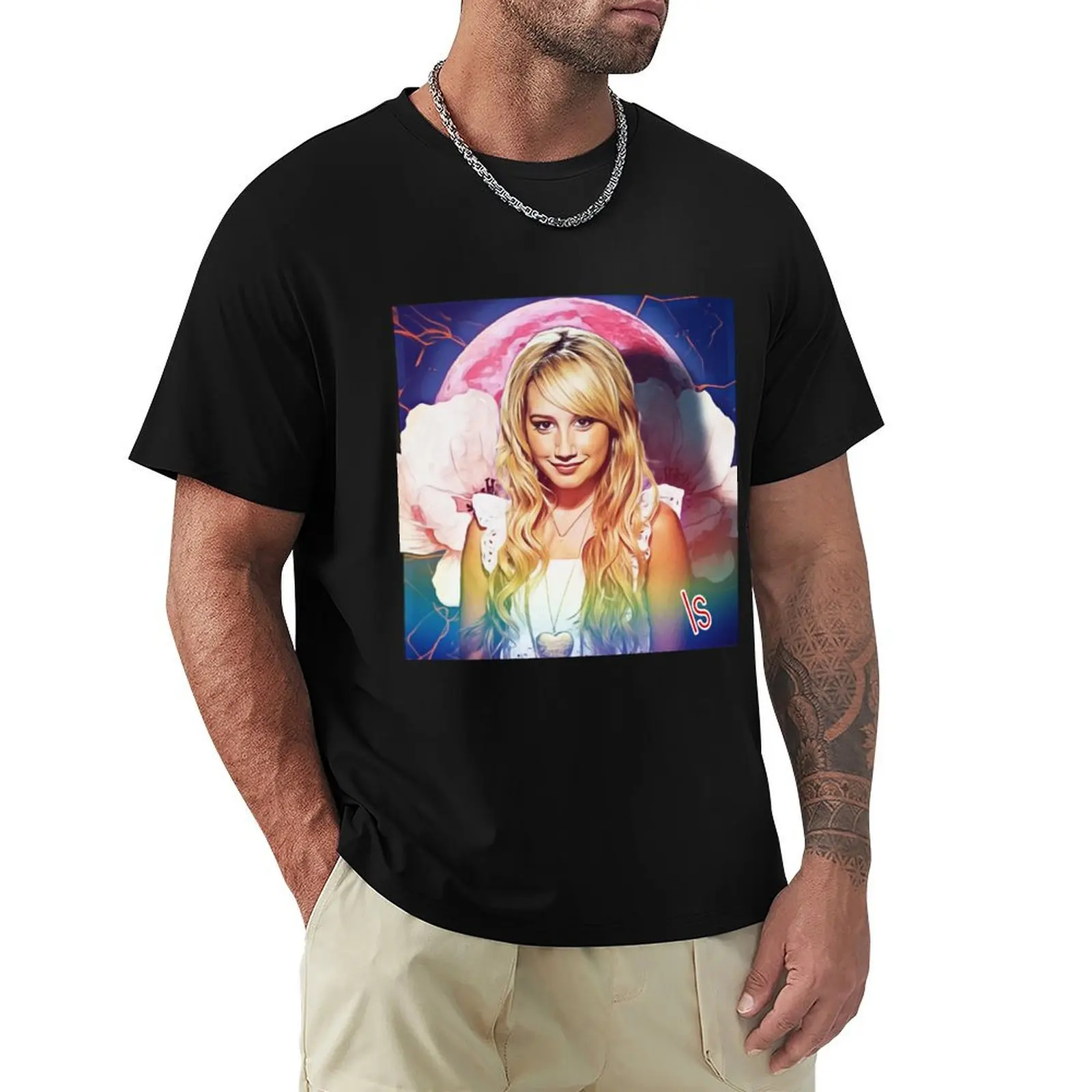Camiseta Ashley Tisdale casual para uso diário, top de manga curta