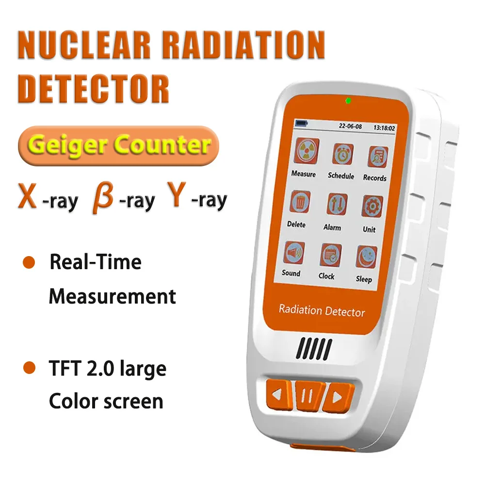 HFS-20 Handheld Geiger Counter Nuclear Radiation Detector Color Screen High Precision X β γ-ray Tester Dosimeter Alarm Settings