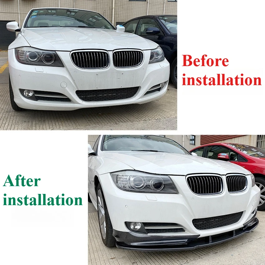 For BMW 3 Series E90 E91 LCI 320i 2009-2012 Front Bumper Lip Splitter Spoiler Canards Body Kit Exterior Modification Trim ABS - view 2