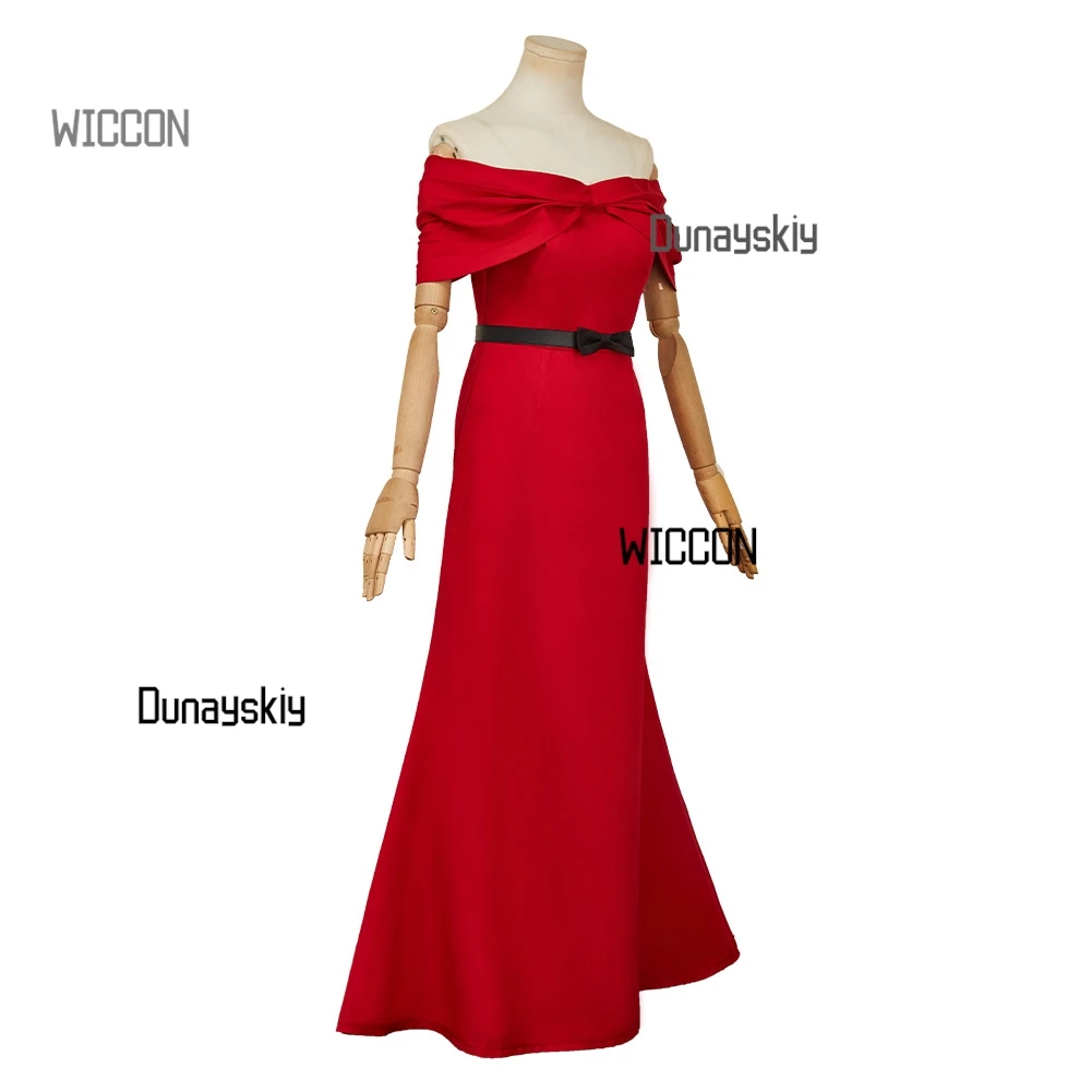 Reiko Houshou Red Gown Wig Set Halloween Cosplay Graduation Party Dress  Detective-Themed Elegance Nazotoki wa Dinner no Ato de