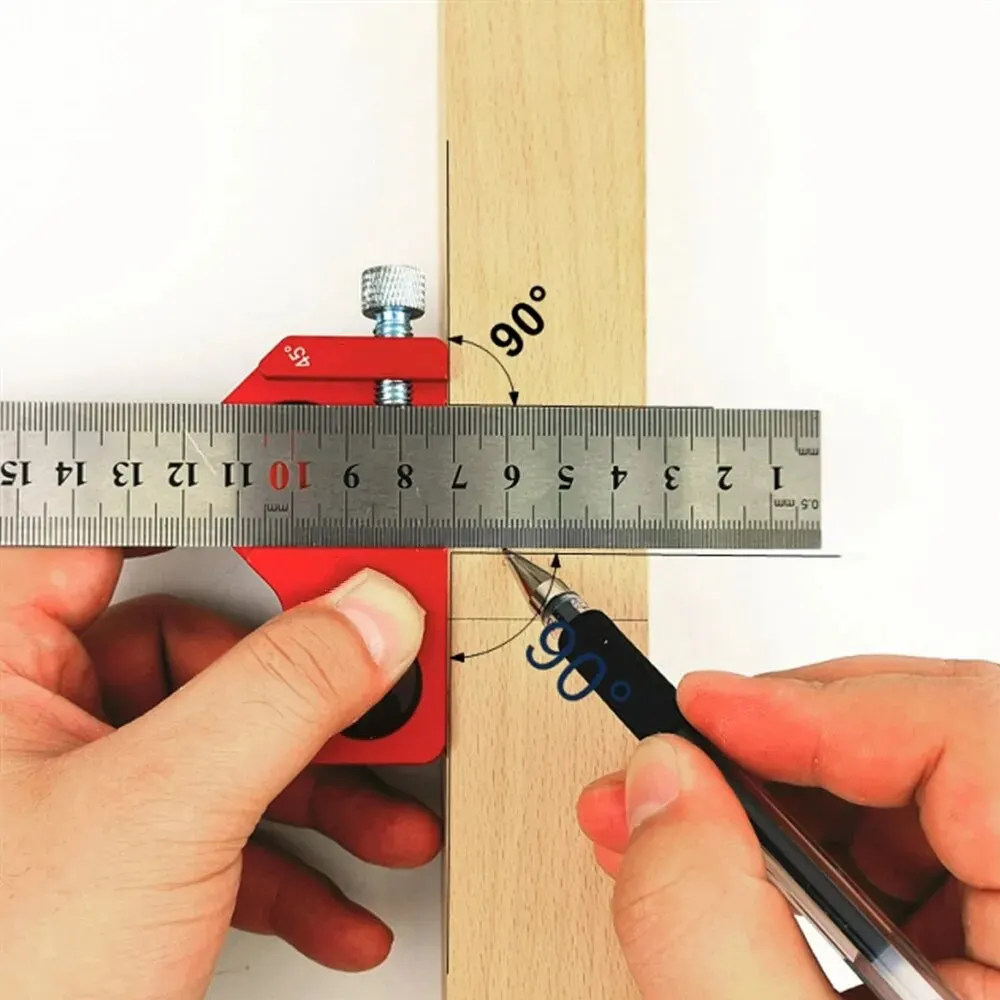 Positioning Block Stop 45/90 Degrees Block Aluminum Alloy Steel Ruler Fixed Steel Ruler Limit W/ Thickness 3mm Steel Rule