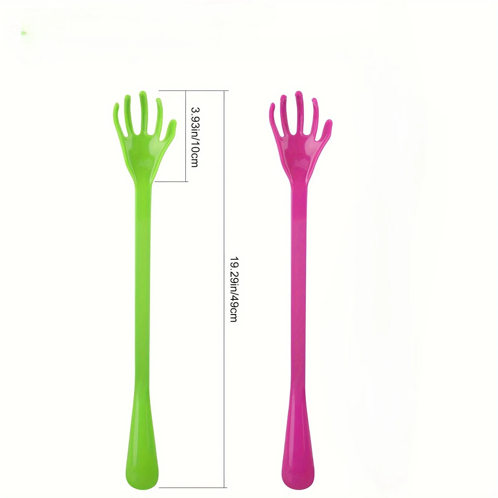 

2 long handled back scraping devices and shoe pulls - ergonomically designed for itching, relaxation, and easy shoe wearing