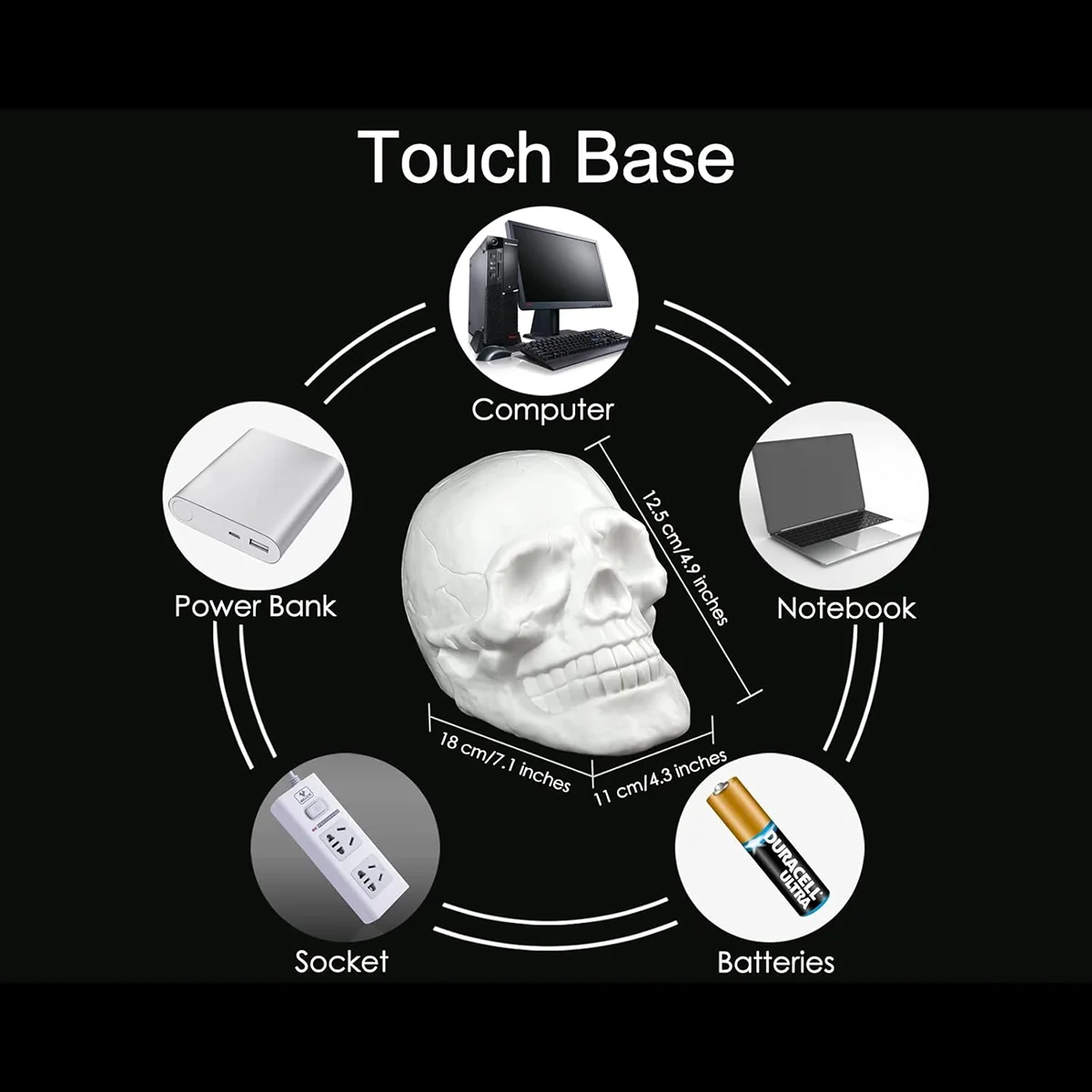 Skull LED Night Light Halloween Lights Horror Bedroom Party Supplies Silicone Decorative Portable Rgb Rechargeable Touch Control