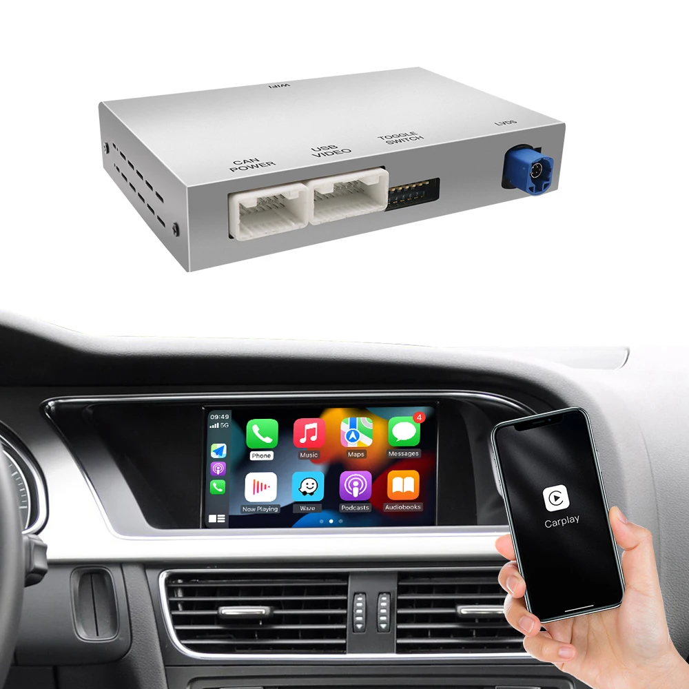 Wireless Carplay Android Auto Modul für 2009-2015 Audi A4 B8 A5 Q5 mit MMI 3G, Schnittstelle AirPlay Mirror Link Bluetooth Unterstützung Kamera Multimedia Player