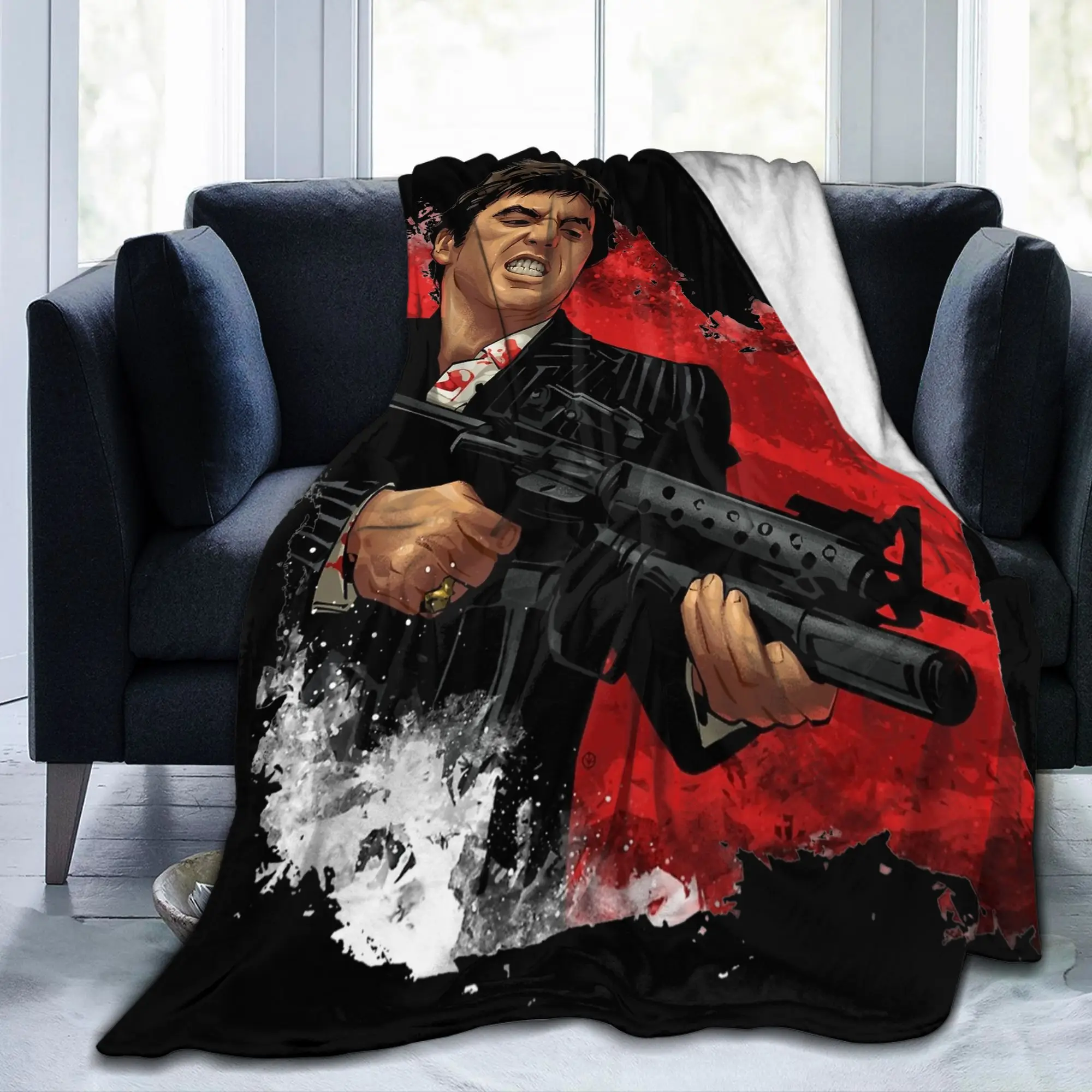 Scarfaces Tony Montana Blanket Flannel Winter Movie Film Hip Hop  Breathable Ultra-Soft Bedding Throw Blankets for Bedspread
