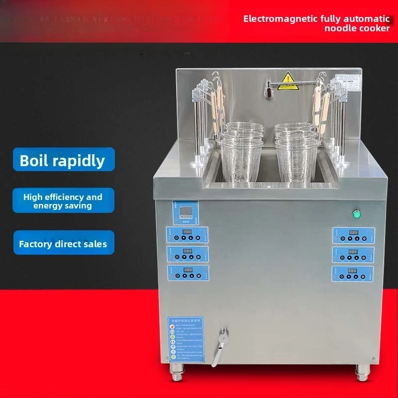Commercial Six-head Noodle Cooking Stove, Automatic Lifting Noodle Cooking Pot, Noodle Cooking Malatang Snack Equipment
