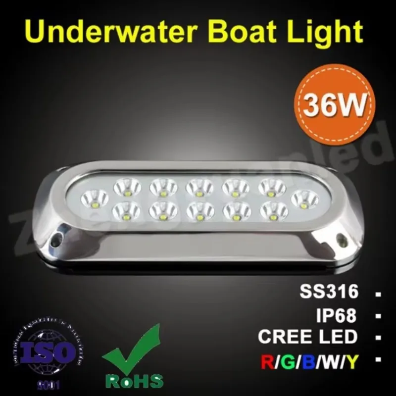 SSTT 1600LM 36W RGB LED Underwater Boat/yacht/pool/dock Light With High Luminance for Fishing/your Safety