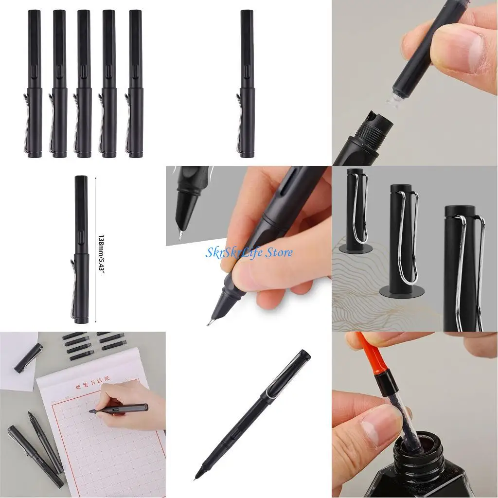 

E65E 5x Smooth Writing Pens 0.28mm Drawing Pen Fountain Pens Pens Posture Correction Pens for Students Adults