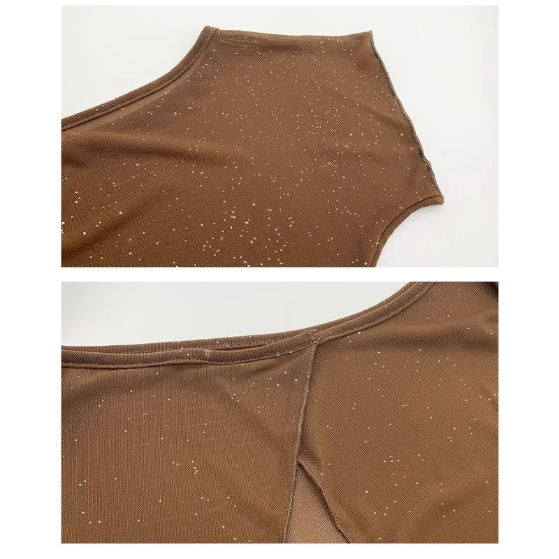 Customized Belly Dance Costume Top 2025 New Sexy Mesh Short Sleeved Workout Suit Eastern Dance Top for Women