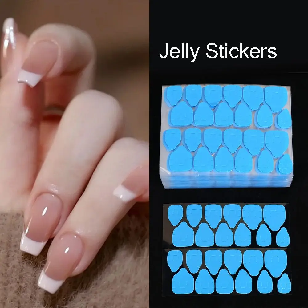 New Transparent Blue Square Jelly Nail Stickers Thin Universal Gel Nail Patches with No Residue Nail Gel Stickers for Fake Nails