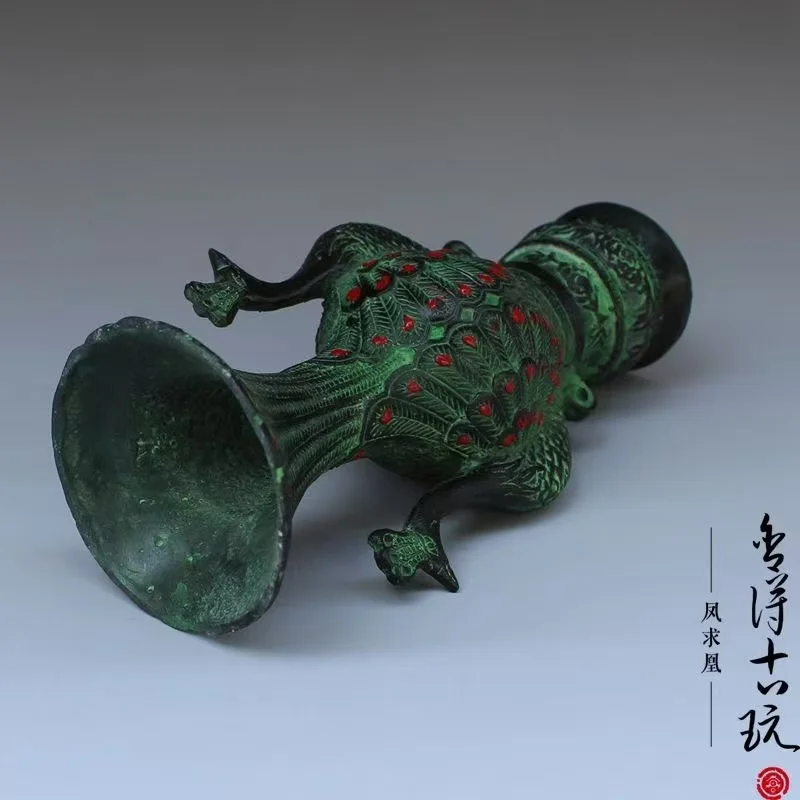 Very rare han  Dynasty bronze vase,Two heads bird,free shipping