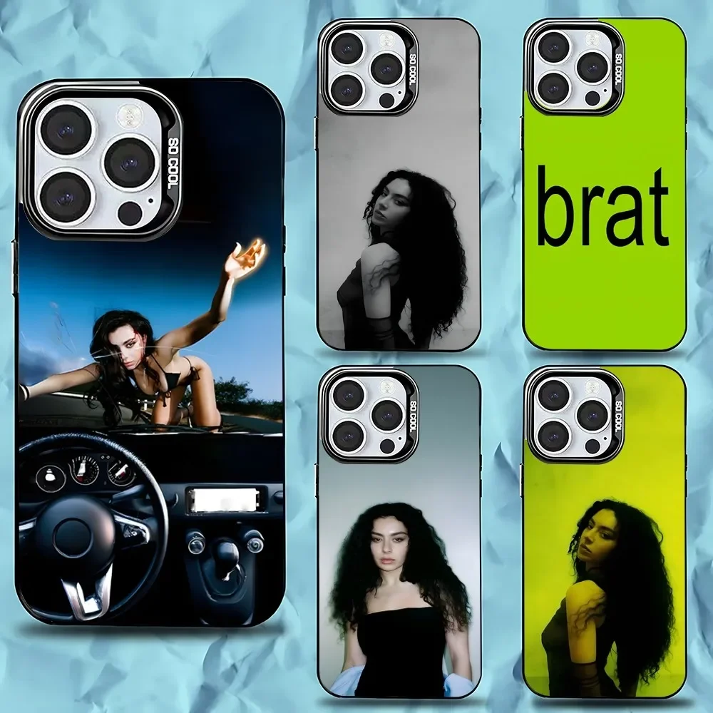 

Singer C-Charli XCX BRAT Phone Case For iPhone 16,15,14,13,12,11,Pro,Max,Plus,Mini,XS,SE Anti Fall Black Matte Hard Bumper