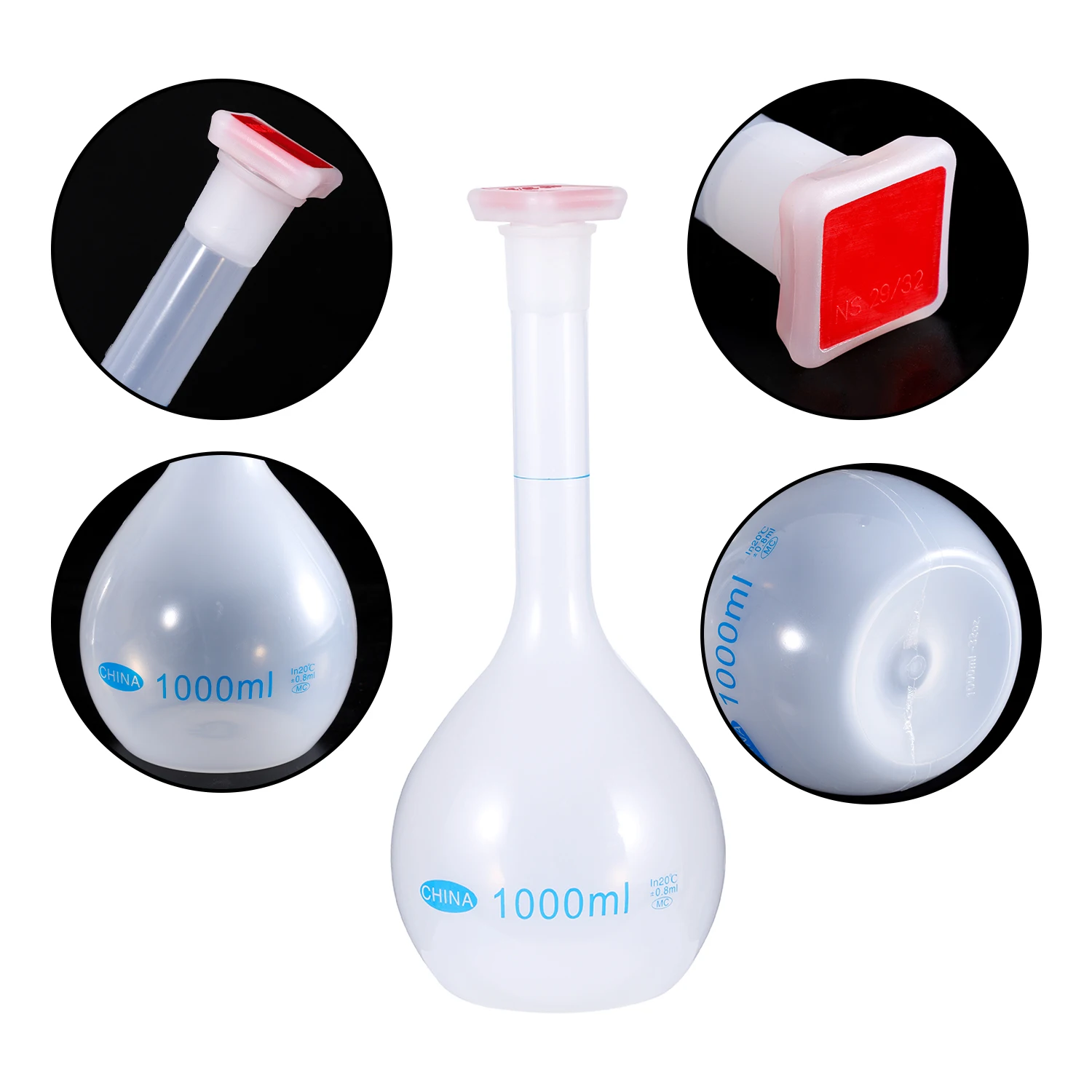 25/50/100/250/500/1000ml Volumetric Flask With Stopper Long Neck Measuring Flask Graduated Bottle for  Test Laboratory Supplies