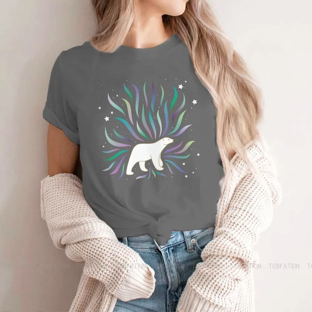 Northern Lights Unique TShirt for Girl Forest Bear Animal Green Comfortable New Design Gift T Shirt Short Sleeve 5XL Hot Sale