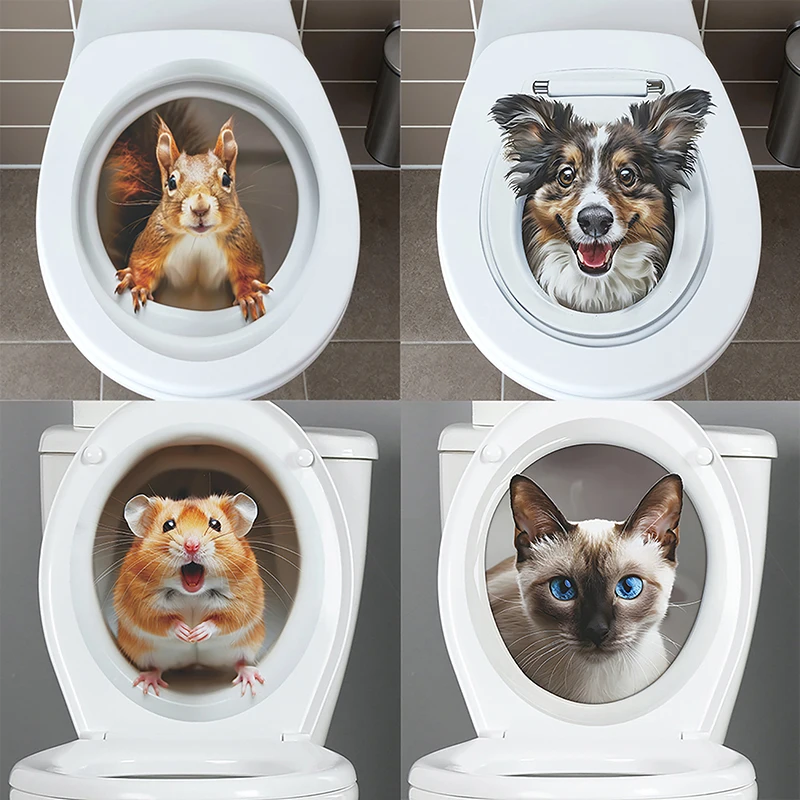 2024 NEW Water Resistant Toilet Lid Sticker Novelty Creative Funny Toilet Seat Decals Squirrel Toilet Sticker