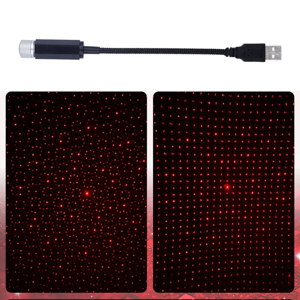 ไฟติดบรรยากาศรถยนต์ไฟเครื่องฉายแสงท้องฟ้าเต็มไปด้วยดวงดาวหมุนอัตโนมัติด้วย USB กลางแจ้งสะท้อนแสงภายในรถฟรีสายไฟ