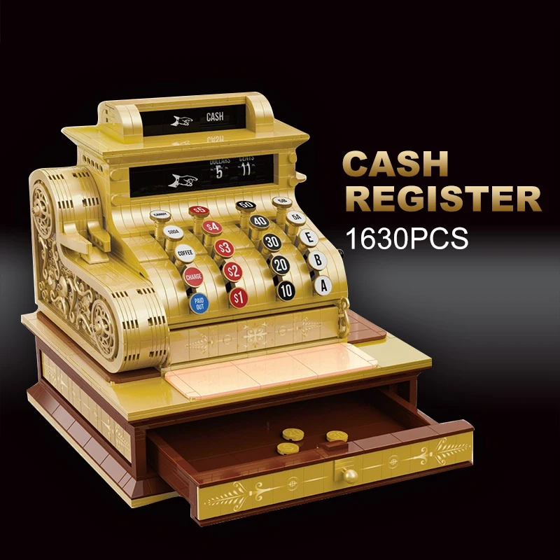 

1630PCS Classic Retro Cash Register Building Blocks Creative Ideas Vintage Mini Assemble Bricks Toys Christmas Gifts For Kids