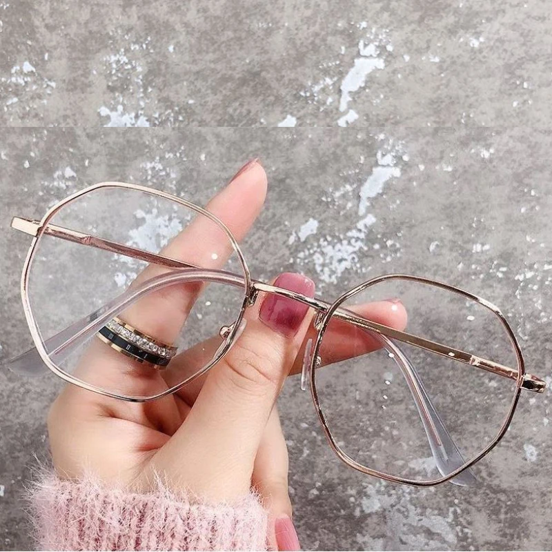 Vintage Anti Blue Light Glasses Frame Round Lens Myopia Optical Mirror Simple Metal Women Men Transparent Eyewear Frames