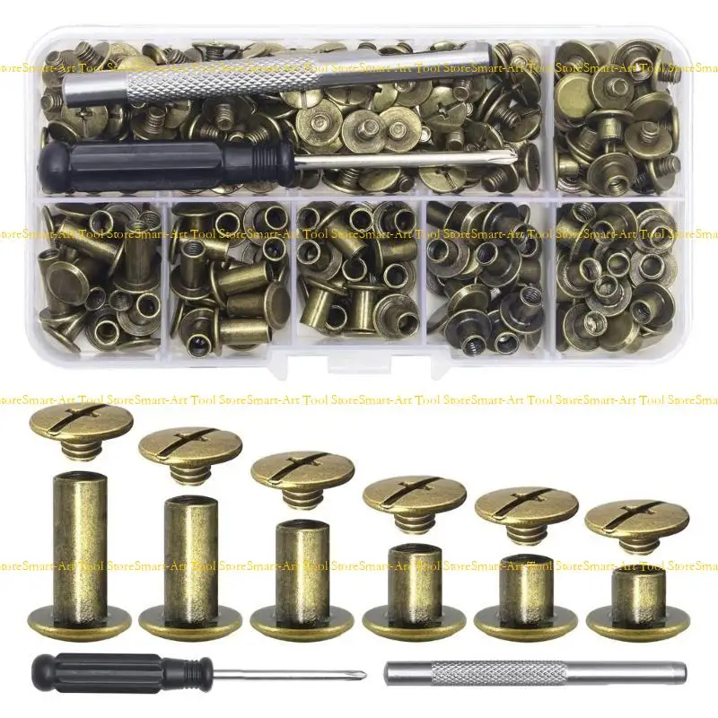 Set Of 110Pcs Binding Screw Crossed Head Button Screws For Leather Crafting Bookbinding Luggage Purse Binding Rivets For Leather