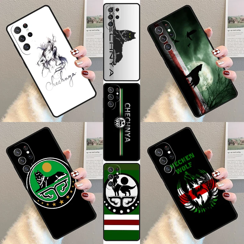 

Чеченский чехол для телефона с национальным флагом Чеченского волка для Samsung Galaxy S23 S21 S20 FE S24 S25 S22 Ultra Note 10 20 Plus, силиконовый чехол