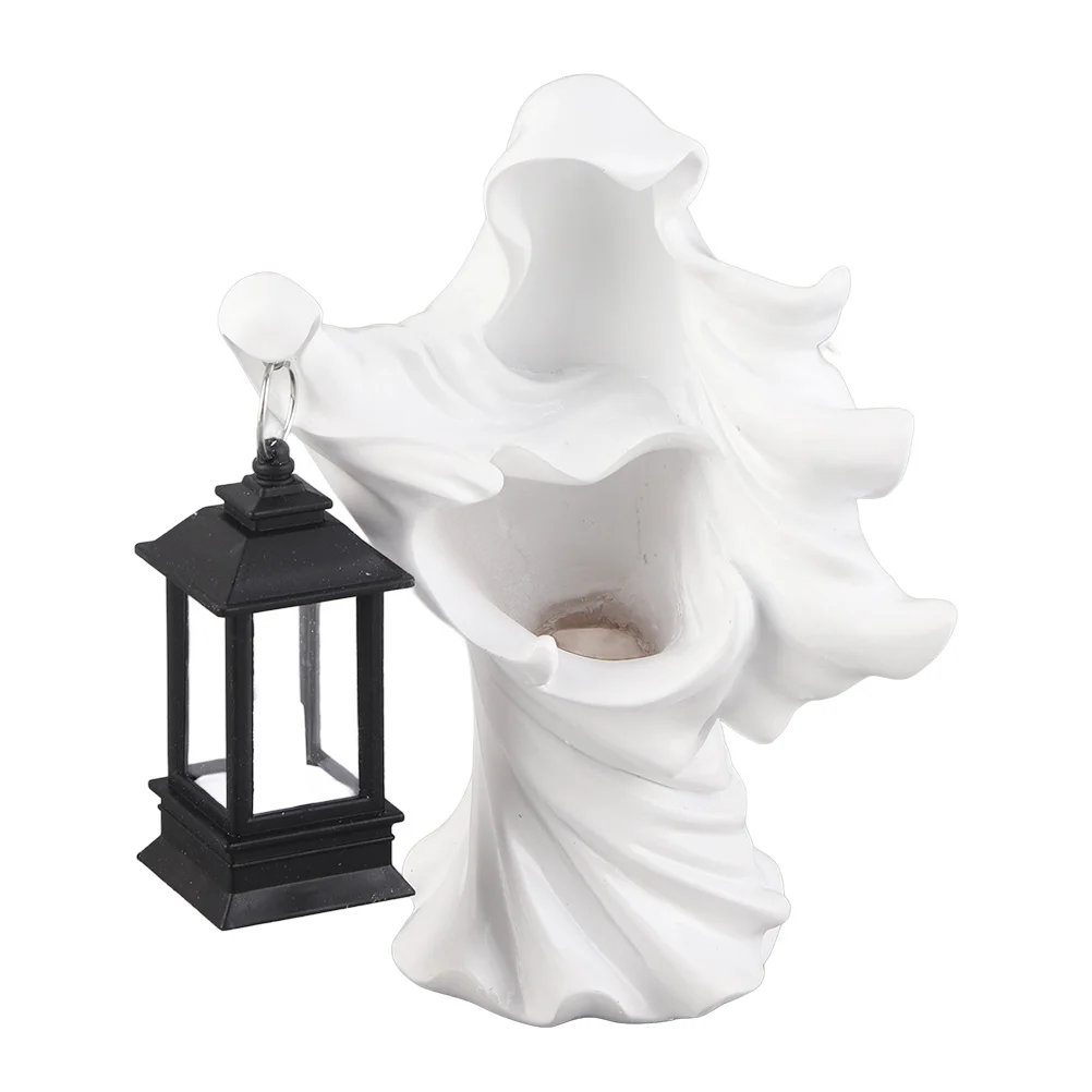 

Creative Resin Ghost With Lantern Ghost Hell Messenger Statue Halloween Sculpture Garden Yard Decoration