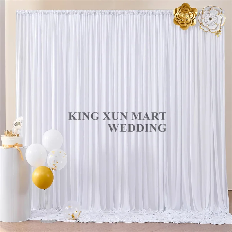 

White Black Color Polyester Panel Wedding Backdrop Curtain Stage Background Photo Booth Our Door Wedding Event Party Decoration