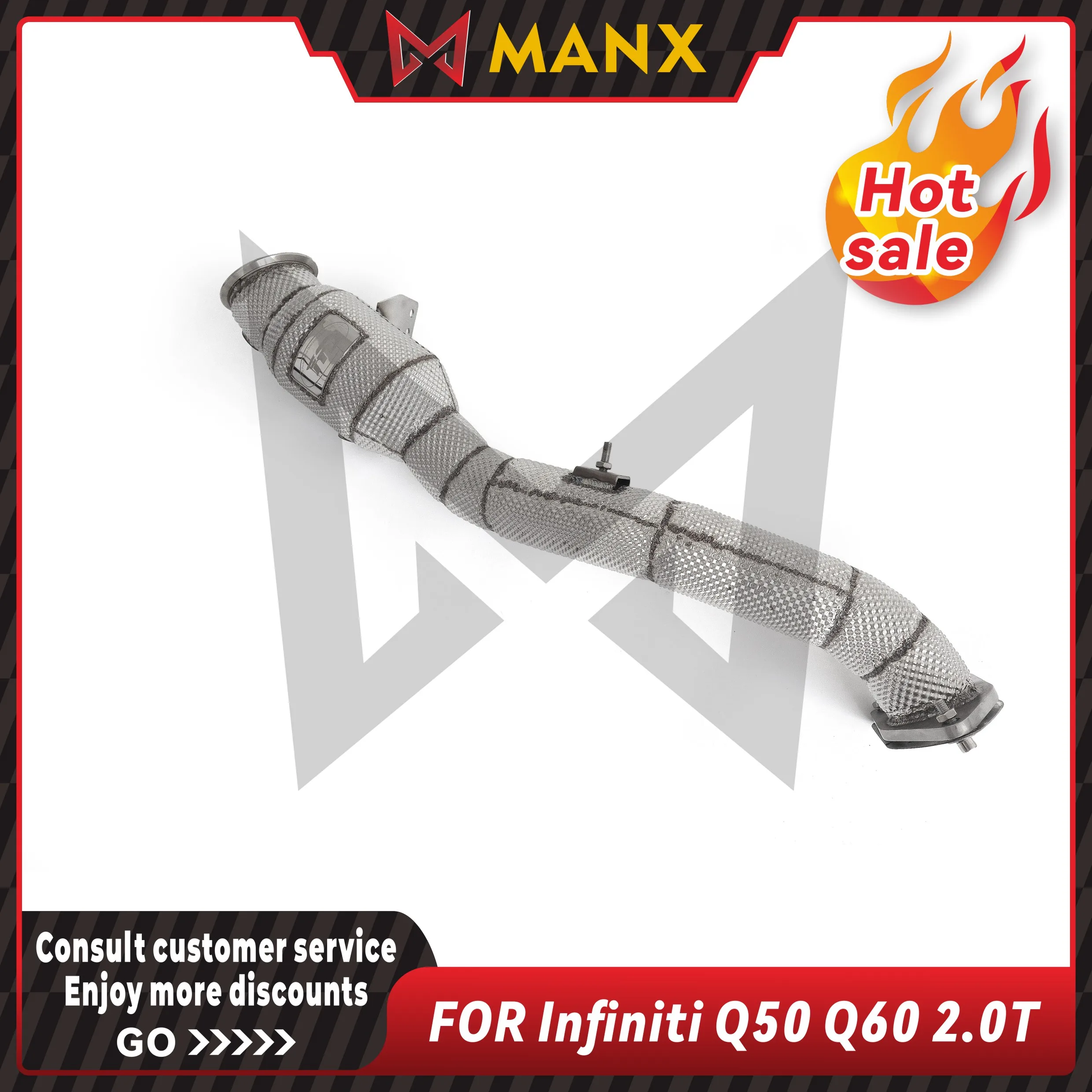 MANX Car Exhaust system for Infiniti Q50 Q60 2.0T Catalyzed Downpipe Catless Downpipe Stainless steels Performance exhaust pipe