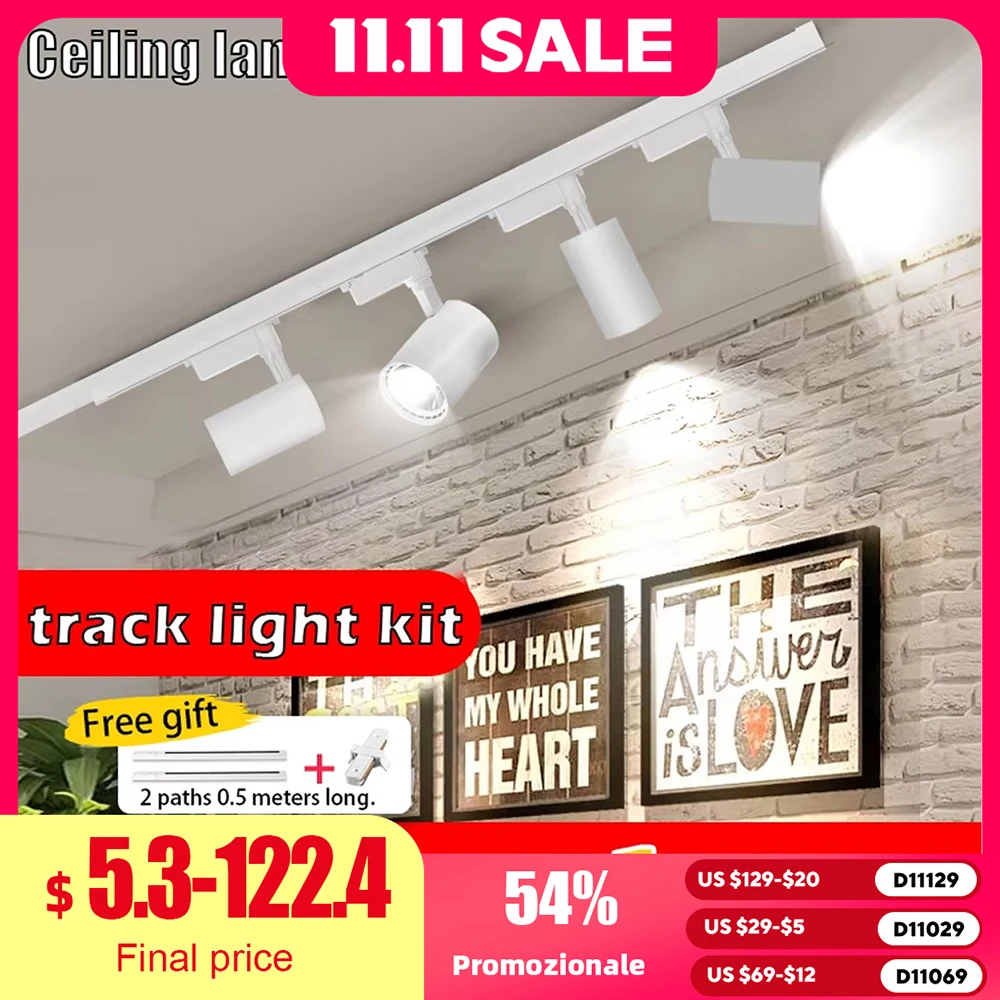 

Kit Track Light Spot Led Super bright Ceiling Track Lamp Rail Lighting System Rails Lighting Spot For Clothing Shop Living Room