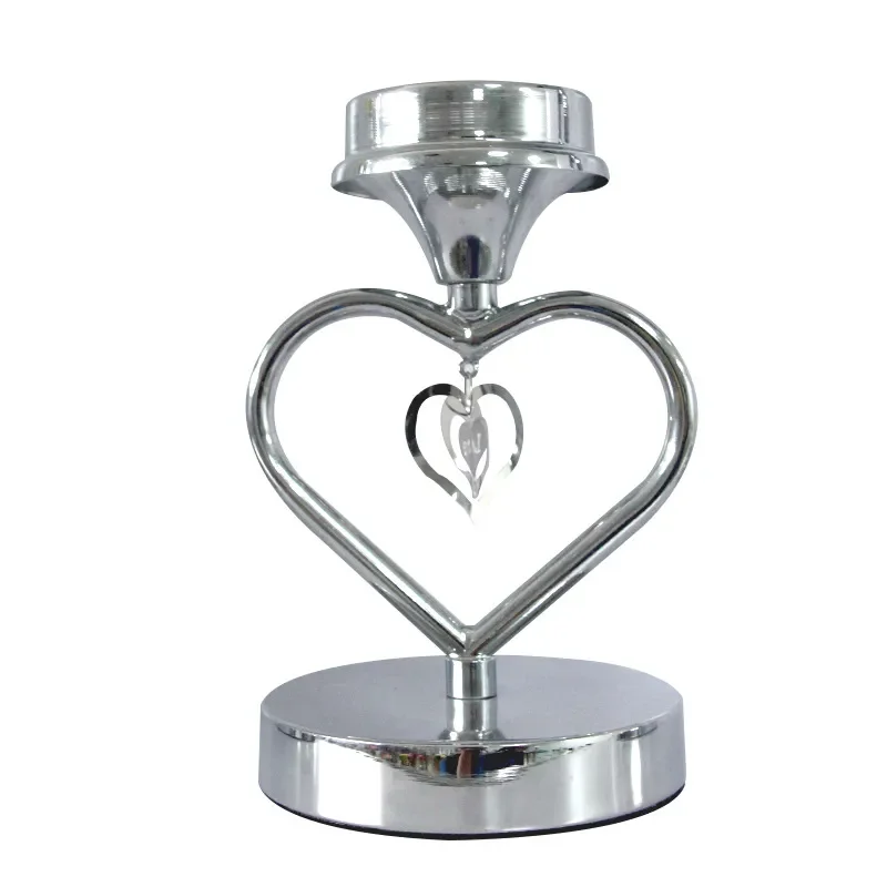 Creative Chrome Plated Metal Candle Holder Romantic Love Design Home Decor Ornament for Wedding Table Centerpiece Gift