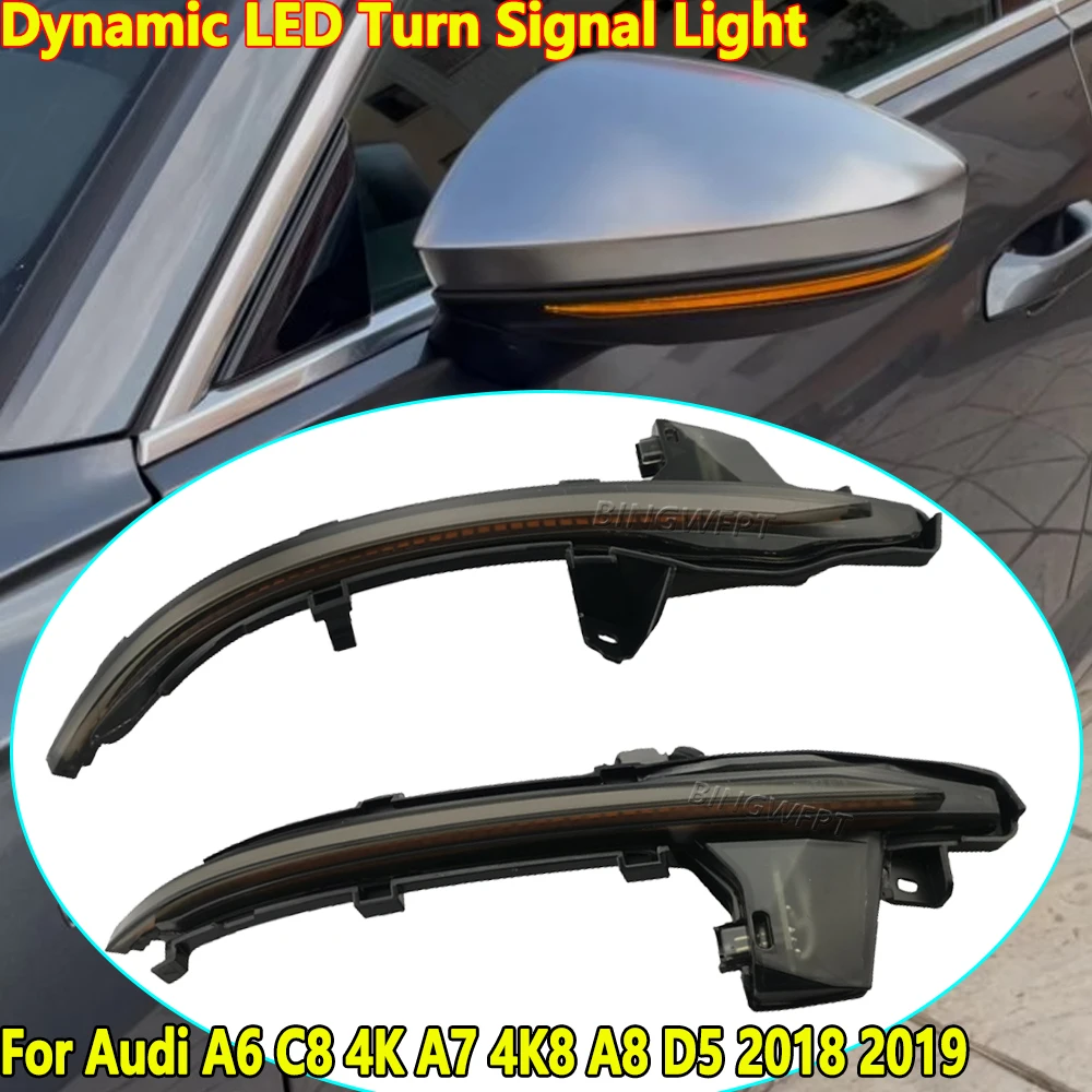 Dynamic Scroll LED Turn Signal Light Sequential Rearview Mirror Indicator Blinker Light For Audi A6 C8 4K A7 4K8 A8 D5 2018 2019