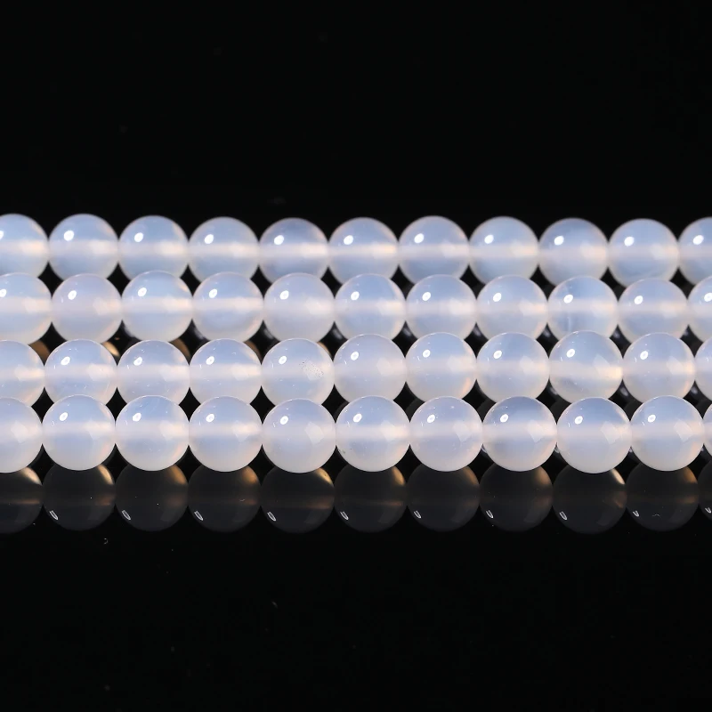 

Оптовая продажа, натуральный камень, белый агат, круглая свободная бусина-разделитель для изготовления ювелирных изделий, ожерелье, браслет, аксессуары 15 дюймов