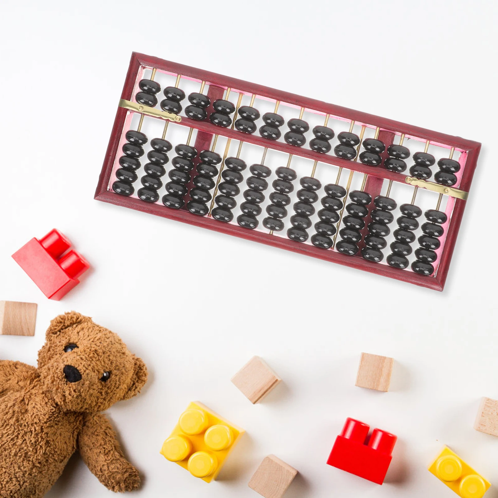 

13 Column Kids Abacus Tool Educational Wooden Iron Safe Calculation Retro Style School Learning Toy for Children’s