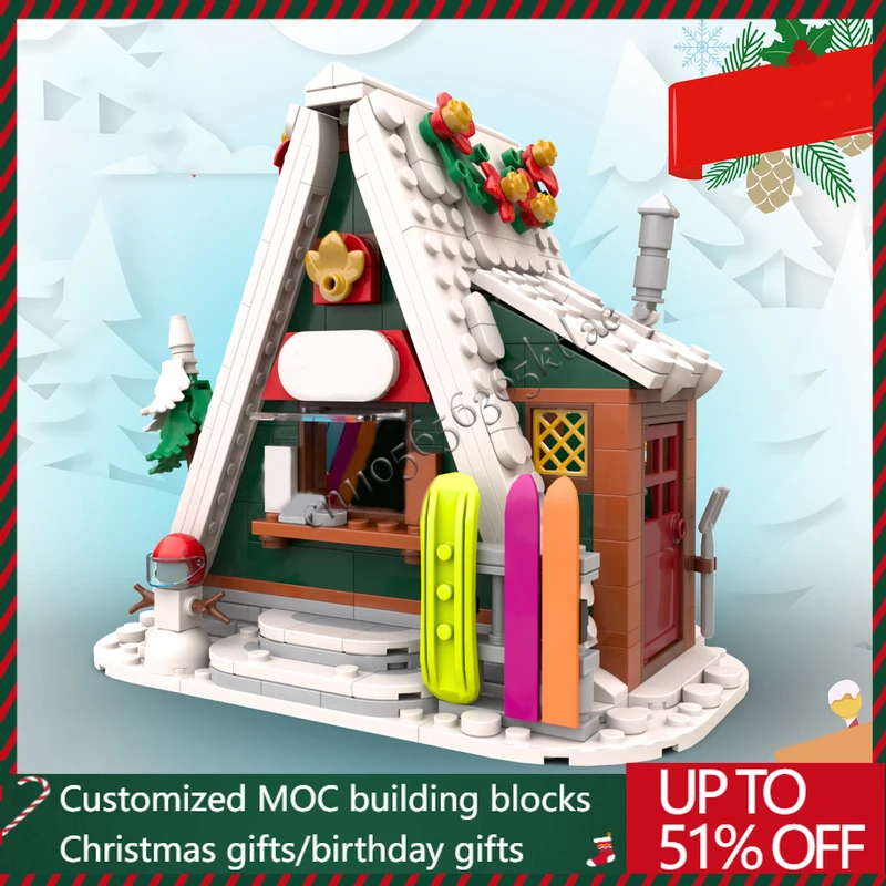 

New 470 Parts MOC Christmas Series Ski Shool Model Building Blocks Bricks Creative Assembly DIY Educational Toys Birthday Gifts