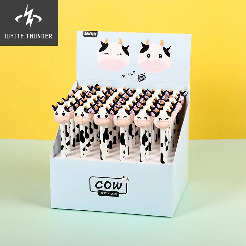 0.5mm Kawaii Soft Rubber Smile Big Cow Head Gel Ink Pens Cute School Office Writing Supplies Gift Stationery Prizes