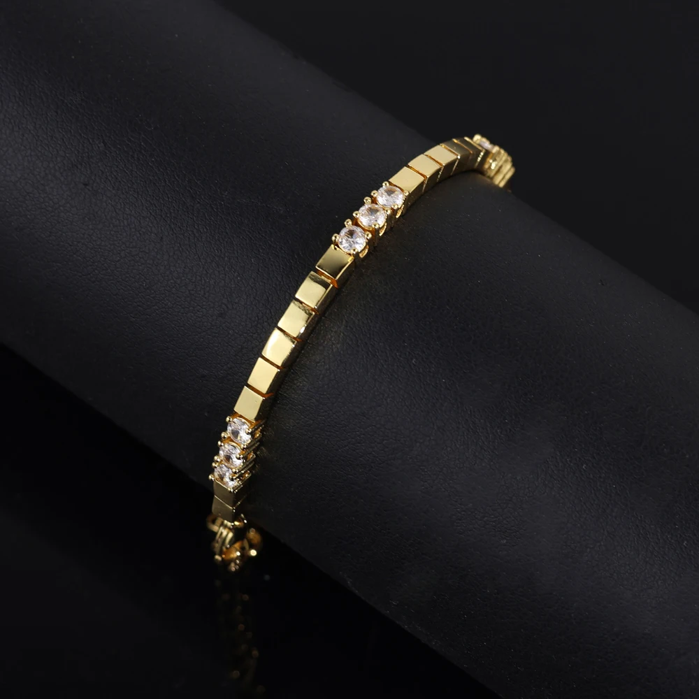 2025 NEW High Polish Shiny Fashion 3MM Square Glaze 5A Cubic Zirconia  Tennis Chain Delicate Women Jewelry Bracelet