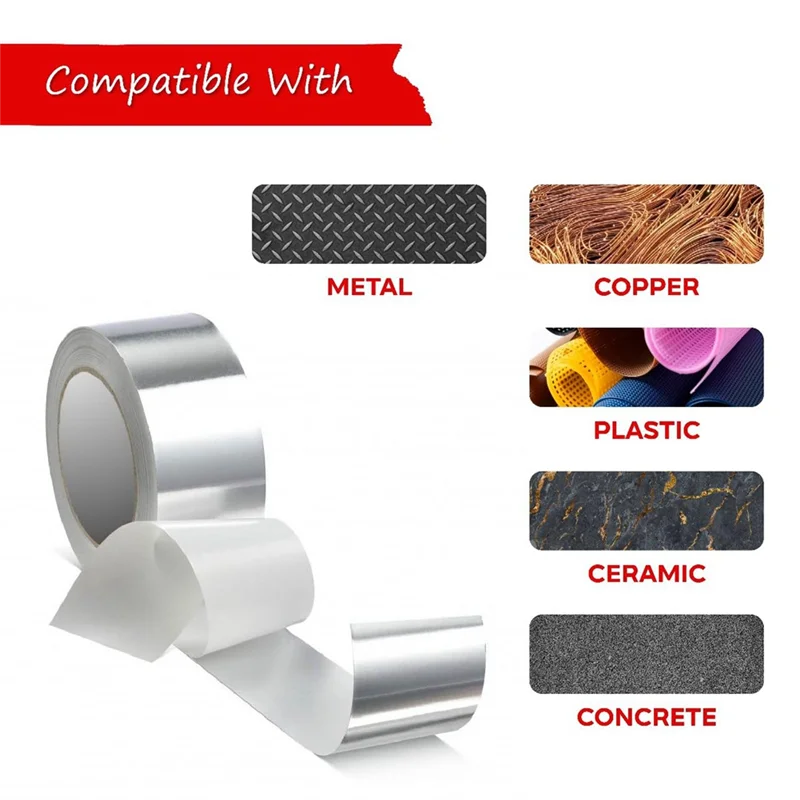Single Guide Aluminum Foil Tape, High-Temperature Resistant Pipeline Sealing, Flame Retardant Tape, Tin Foil Insulation, Durable