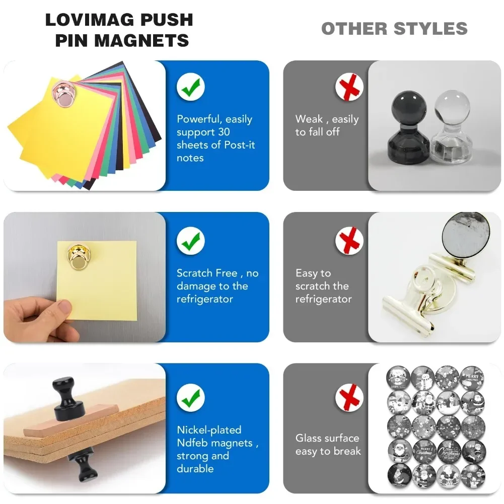 5/10 Pcs Super Strong Neodymium Magnetic Pushpins Sucker Thumbtack Durable Steel Magnet Push Pin for Refrigerator Whiteboard