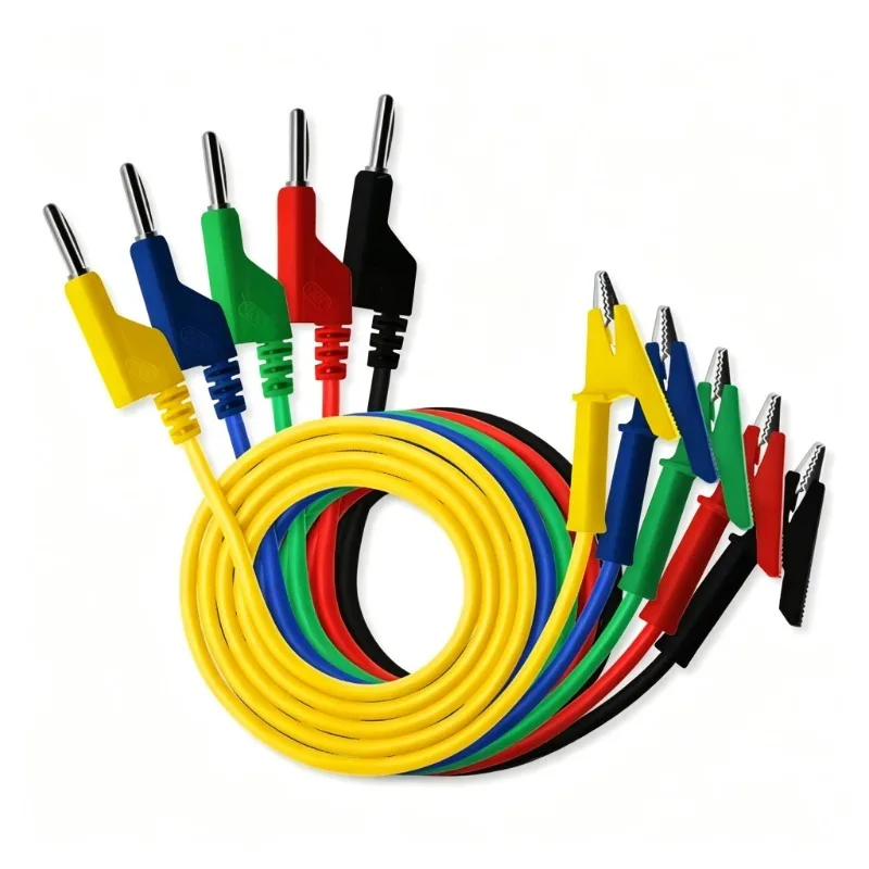 Flexible 18AWG 1M Test Jumper Cable,Stackable Banana Plug with Insulated Alligator Crocodile Clip for Lab Electrical Testing