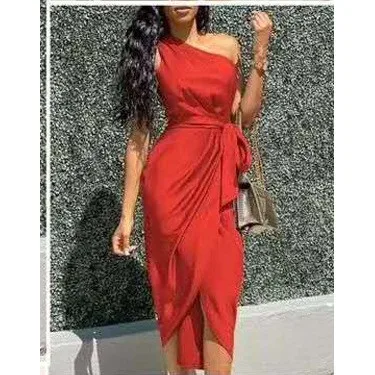 Ele – jupe asymétrique taille haute pour femmes, Faion Wi incliné, ceinture Dr, mi-longue, couleur Simple, été 2024