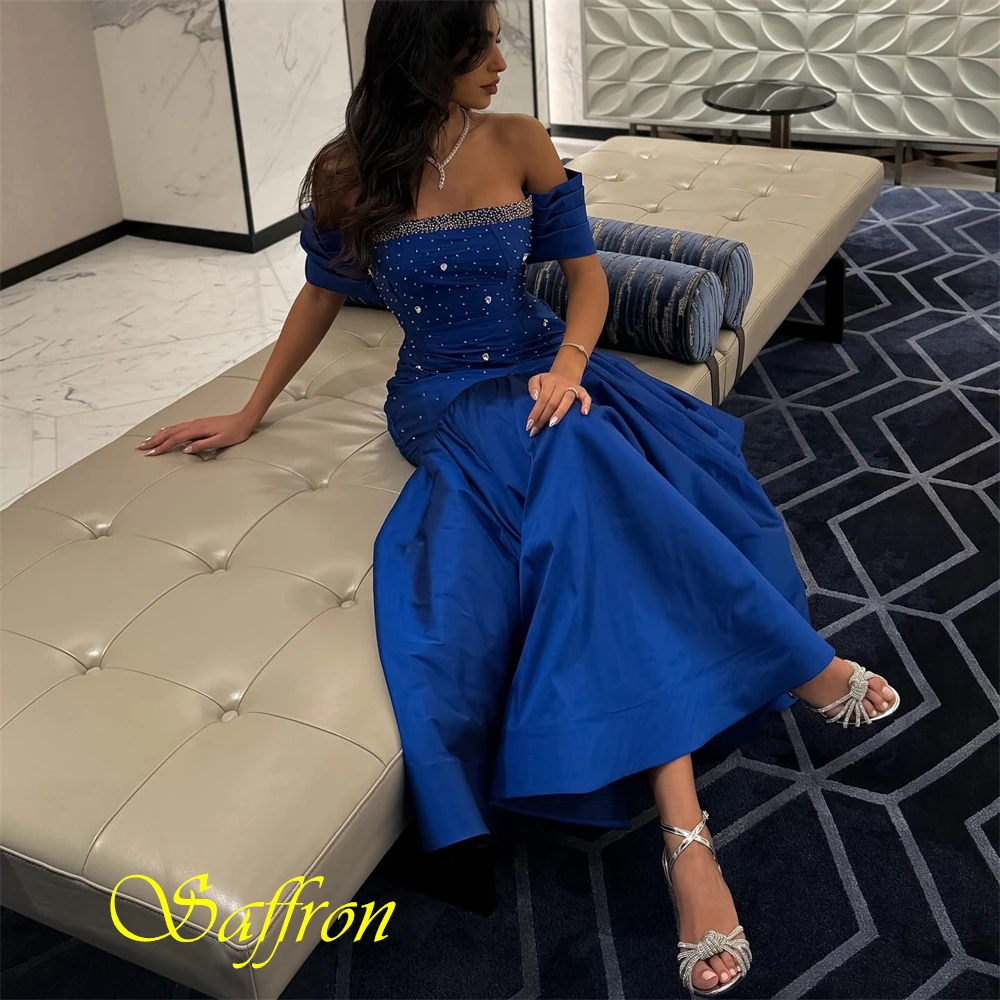 فستان سهرة حورية البحر من الساتان الرائع مخصص رشيق قبالة الكتف فساتين حفلة موسيقية موضة كريستال فساتين المناسبات الخاصة