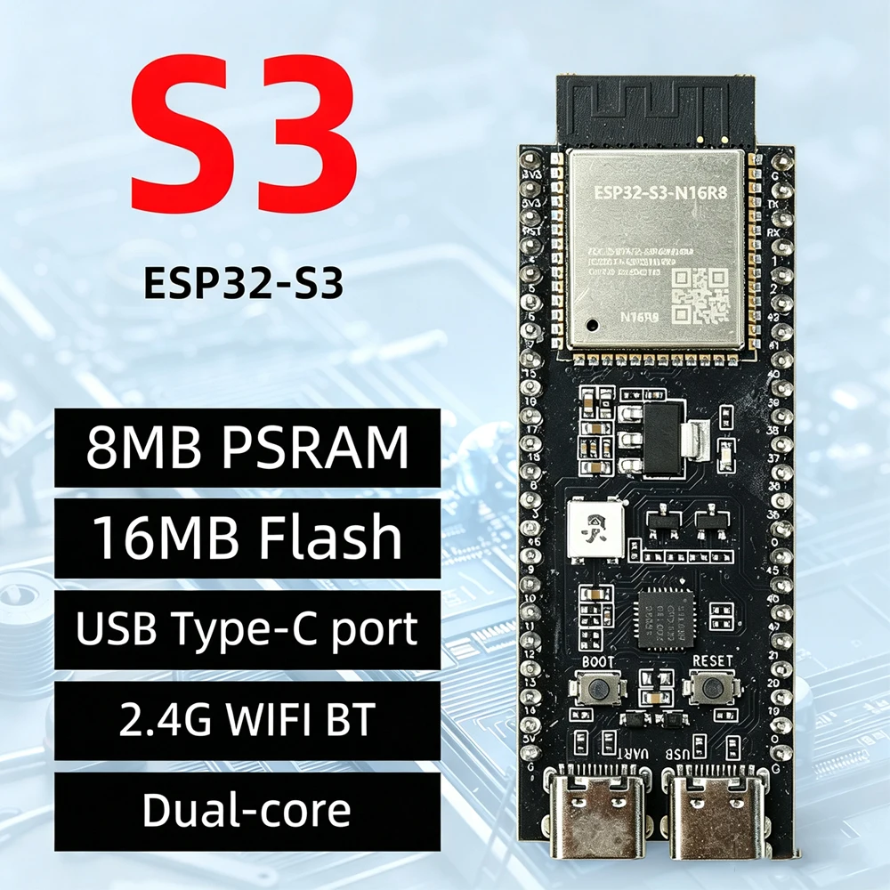 ESP32-S3 WiFi BT Development Board Module 8MB PSRAM 16MB FLASH N16R8 for ESP32S3-DevKitC-N16R8 for IoT Smart Home Projects