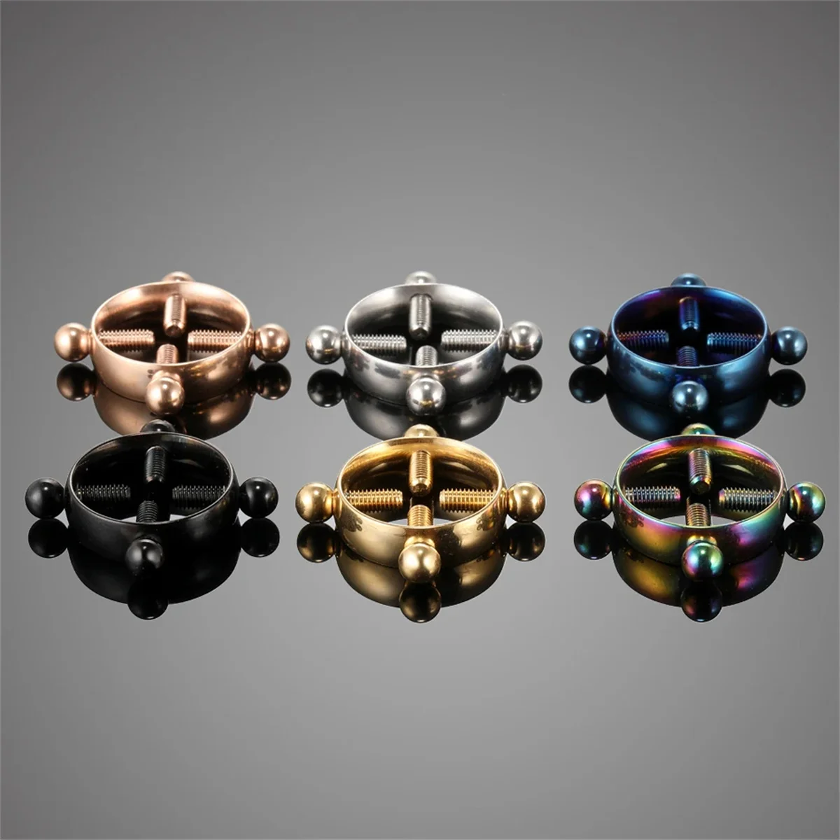 1Pair Fashion Stainless Steel Adjustable Nipple Ring For Women, Various Colors Clip On Nipple Rings Fake Nipple Piercing Jewelry